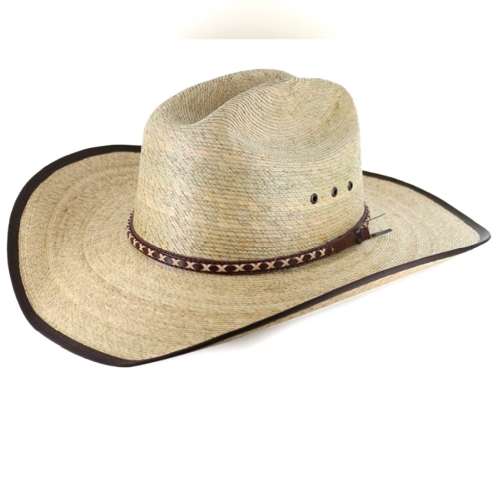 Cody James Mens Brown Trimmed Straw Hat Sz. 7 1/4